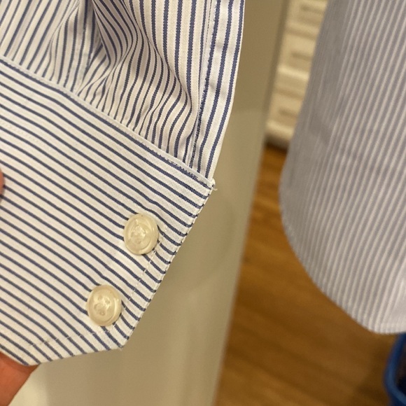 Mens Hugo Boss regular fit blue pin stripe white shirt size 17.5/34/35 - Picture 5 of 6